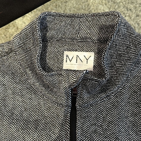 Marc NY Andrew Herringbone Jacket Women's XXL Grey Black Full Zip Fleece Pockets - Picture 3 of 10